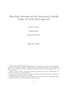 Short-Sale Constraints and the Idiosyncratic Volatility Puzzle: An